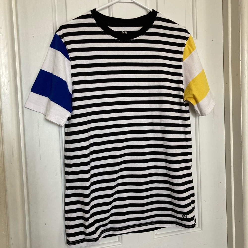 Zine Offset Mix Stripe Black Blue & Yellow T-Shirt